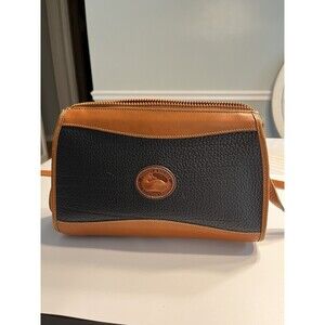 Vintage 1970’s Dooney & Bourke Dark Navy Blue Brown Shoulder Hand Bag Purse EUC